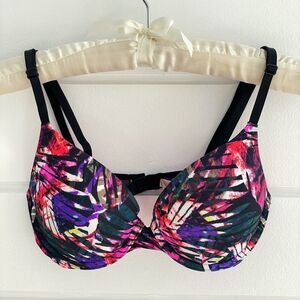 Pink Victoria's Secret Tropical Leaves Wear Everywhere Push Up Bra Size 32C 2016